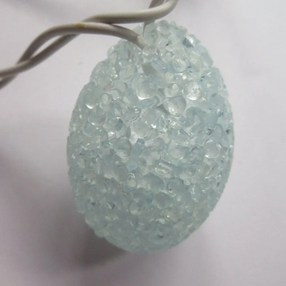 Easter Egg Plastic Melted Popcorn String Lights 5' Pastel Pink Blue Green Vtg